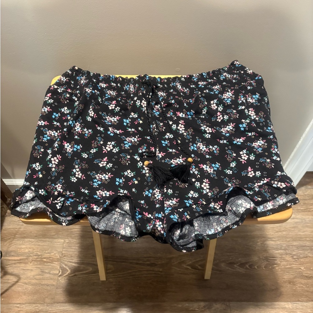 No Boundaries Black Floral High Waist Shorts